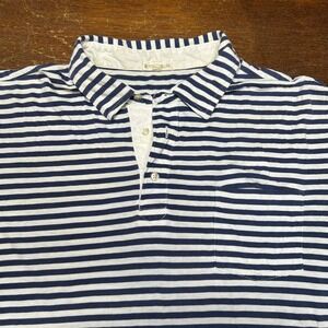 PETER MILLAR STRIPED GOLF POLO SHIRT WHITE BLUE MENS LARGE PIMA COTTON